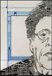 Phillip Glass (2011)<br />3' x 4'<br />pen, brush, India ink and oils on paper